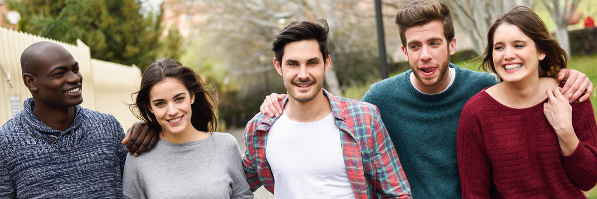 Group of friends walking together